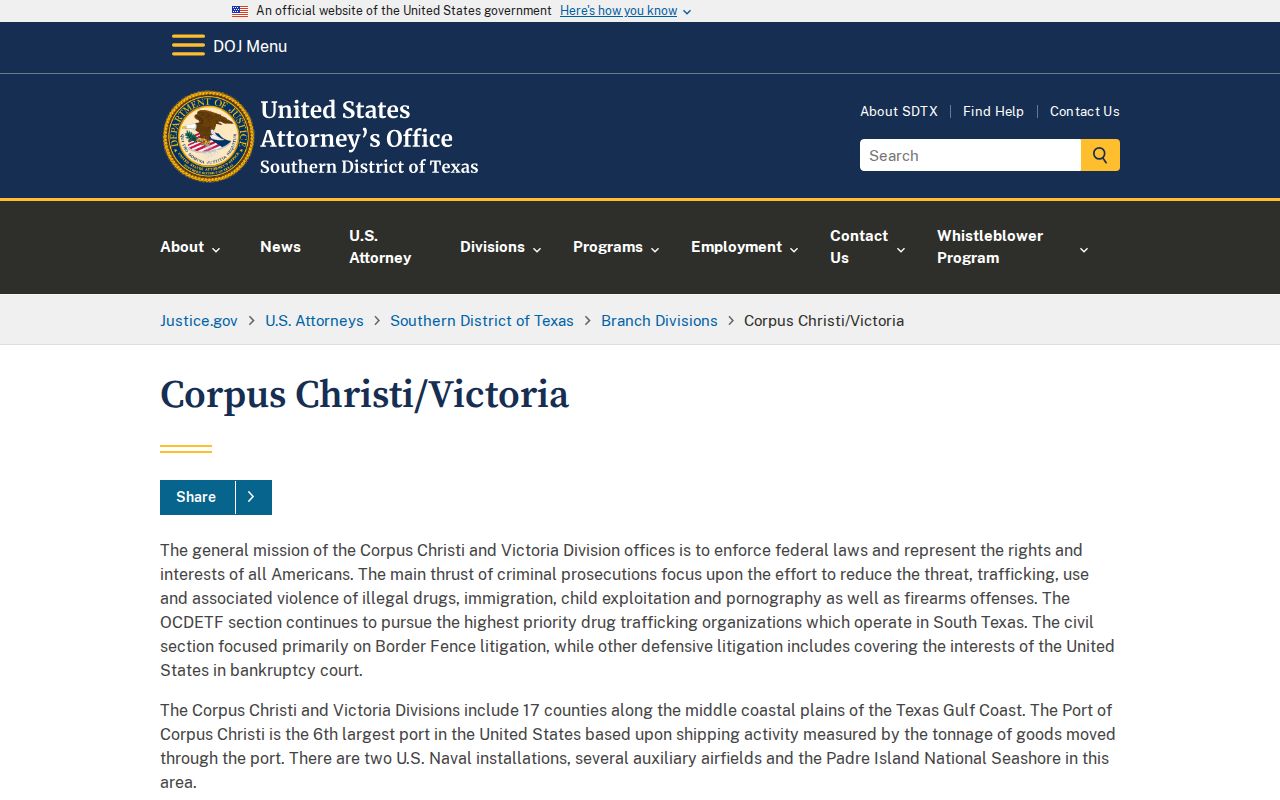 Victoria County Most Wanted program reference showing the separate federal Victoria Division