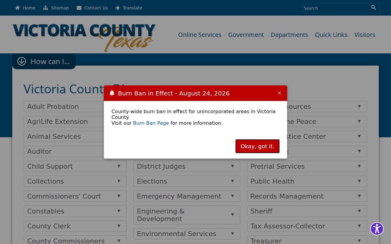 Victoria County warrant records contact directory with separate warrant, jail, civil, and Sheriff numbers